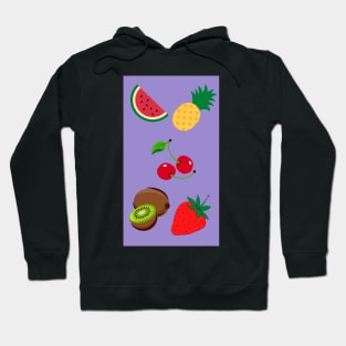 Watermelon, Pineapple, Cherry, Kiwifruit and Strawberry Pattern Hoodie